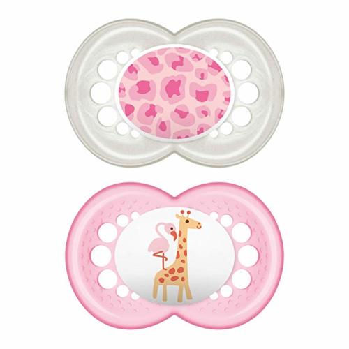 MAM Animal Pacifier (2 pack, 1 Sterilizing Pacifier Case), Pacifiers 16 Plus Months, Baby Girl Pacifier, Best Pacifiers for Breastfed Babies - Girl 'Animals'