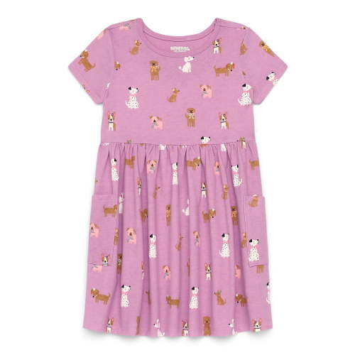 Garanimals Toddler Girl Short Sleeve Printed Dress with Patch Pockets, Sizes 18M-5T