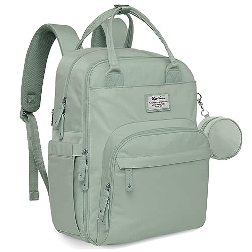 RUVALINO Diaper Bag Backpack, Multifunction Travel Pack Maternity Baby Changing Bags, Large Capacity, Waterproof, Mint Green