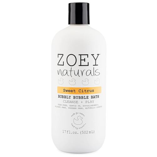 Zoey Naturals - Sweet Citrus Bubble Bath for Kids & Babies - Organic Tear-Free, Non-Toxic Toddler Soap with Moisturizing Aloe & Avocado Oil - Long Lasting Bubbles - Made in USA, 17 oz