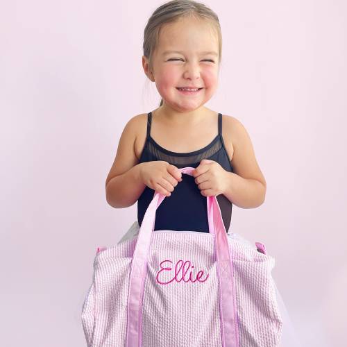 Personalized Mini Seersucker Duffle Bag with Embroidery | Kids Overnight Duffle Bag | Dance Bag | Gift for Kids | Kids Travel | MBDEC