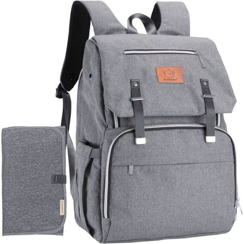 KeaBabies Explorer Diaper Bag Backpack, Large Diaper Bags for Girl, Boy, Baby Diaper Backpack with Changing Pad, Color: Classic gray