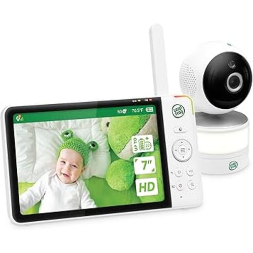 LeapFrog LF920HD Baby Monitor with Camera and Audio, 7" HD LCD Display, Color Day&Night Vision, 360 Pan-tilt, 8XZoom, Night Light, Temp & Humidity Sensor, Up to 1000ft, Secure Transmission No WiFi