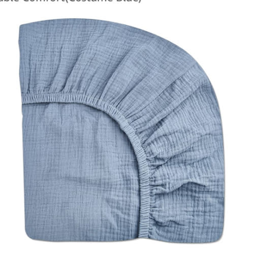Crib Sheets for Boys Girl, Fitted Baby Toddler Bed Sheets 28" x 52", Neutral Muslin Cotton Crib Mattress Bedding Soft and Breathable Comfort(Costume Blue)