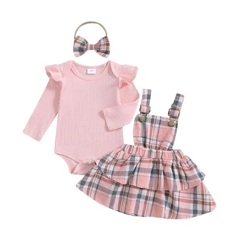 MERSARIPHY Baby Girl Christmas Outfit Baby Romper Suspender Skirt Christmas Overall Dress Festival Set