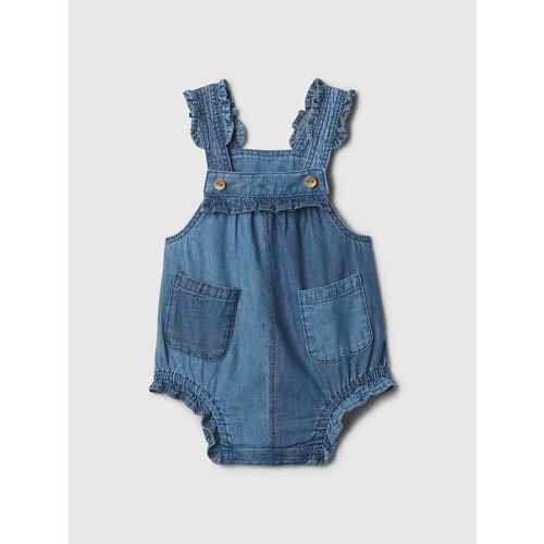Baby Denim Shorty One-Piece in medium wash