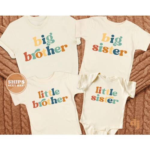 Matching Siblings Shirts - Big Brother, Big Sister, Little Brother, Little Sister Shirts - Pregnancy Announcement Family Shirts #6467-C