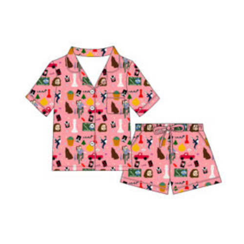 Hoa Hoa Hoa bamboo adult pajama shorts set! (PINK)