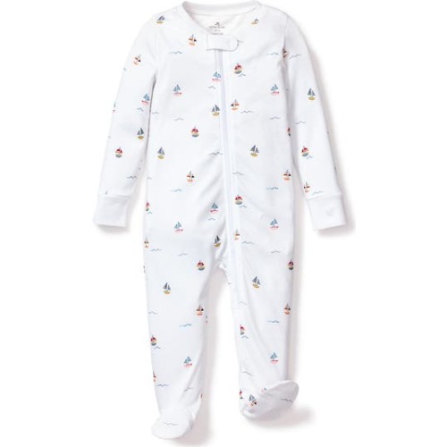 Sailboat Print Pima Cotton Footie, 3-6M