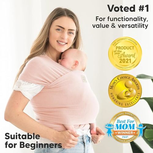 KeaBabies Baby Wrap Carrier - All in 1 Original Breathable Baby Sling, Lightweight Hands Free Baby Carrier Sling, Baby Carrier Wrap, Baby Carriers for Newborn, Infant (Dusty Pink) - One Size (Pack of 1)