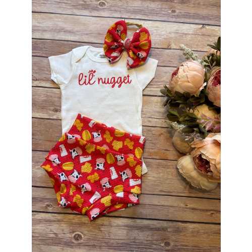 NEW** Baby Girl Soft Knit Bummies and Bow Set - lil nugget - CFA love