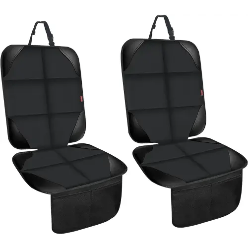 Car Seat Protectors for Child Car Seats,2 Pack Leather Seats Protectors with Non-Slip Bottom Large Mesh Pockets,Waterproof Leather and Fabric Car Seats for SUV, Sedan, Trunk