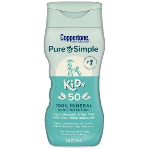 Coppertone Pure And Simple Kids Mineral Sunscreen Lotion - Spf 50 - 6 Fl Oz
