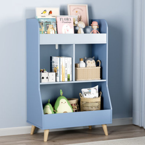 Harriet Bee Kids Bookshelf, 3-In-1 Toy Storage Organizer With 2 Tier Book Rack, 3 Open Cubbies, Wooden Toddler Bookcase W/Legs, Display Shelf For Children Bedroom, Playroom, Nursery, School | Wayfair