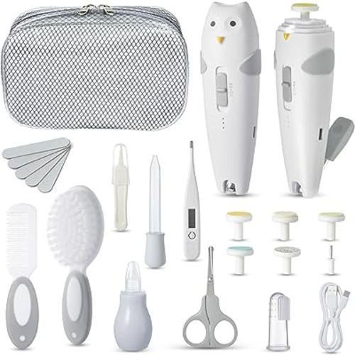 Lictin Baby Healthcare and Grooming Kit, 26 in 1 Rechargeable Baby Nail Trimmer Electric Set,Safe Baby Nail File with Auto Light, Newborn Nursery Health Care Kit, Portable Baby Safety Care Set for Newborn Infant Toddlers Baby Boys Girls