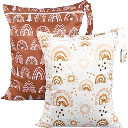 Shappy 2 Pcs Large Travel Laundry Bag Washable Waterproof Wet Dry Large Dirty Clothes Bag Bathing Workout(Rainbow Style)