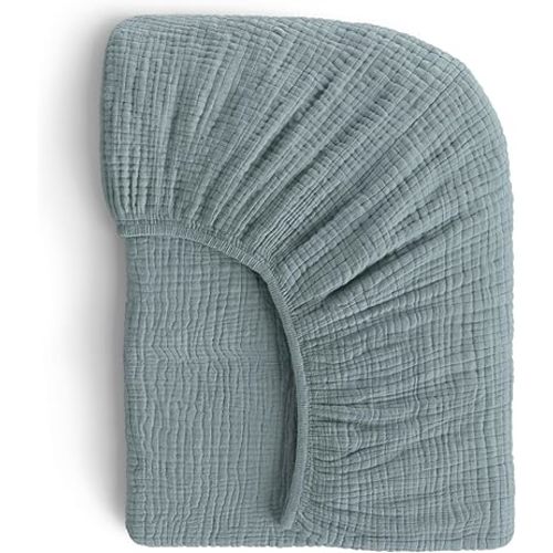 Muslin Crib Sheets, 100% Organic Cotton, Breathable and Ultra-Soft, Standard Crib Sheet Mattress (28"x 52") for Girls and Boys, Neutral Fitted Baby Crib Sheet (Blue Green)
