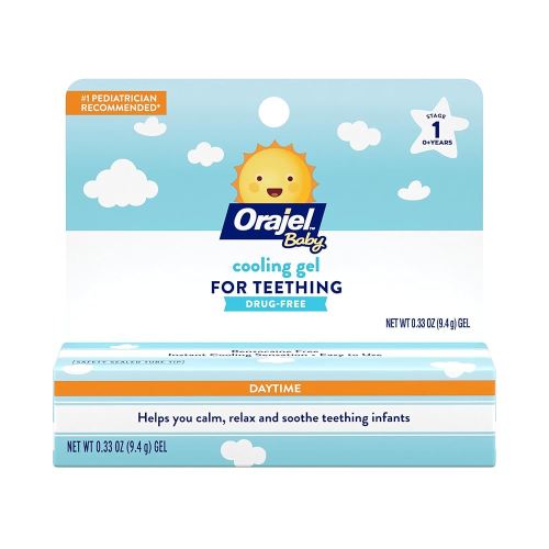 Orajel Baby Daytime Cooling Gel for Teething, Drug-Free, #1 Pediatrician Recommended Brand for Teething*, One .33oz Tube
