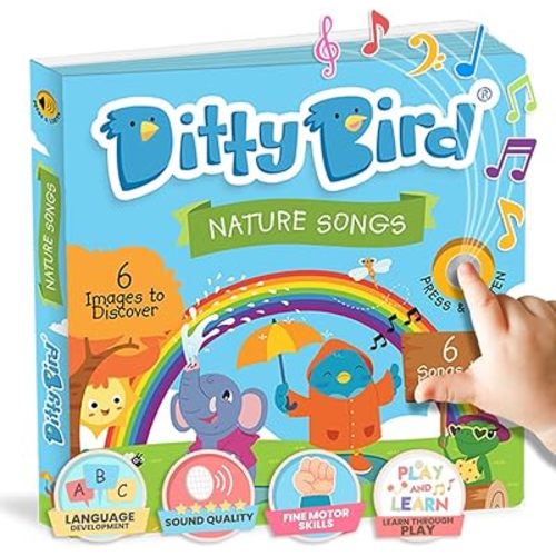 Ditty Bird Musical Books for Toddlers | Fun Children's Nursery Rhyme Book | Rain, Rain, Go Away Book with Sound | Interactive Toddler Books for 1 Year Old to 3 Year Olds | Sturdy Baby Sound Books