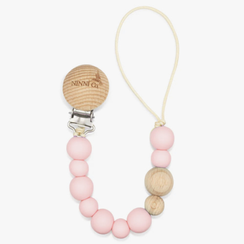 Ninni Co. Rosebud Pink Pacifier Clip