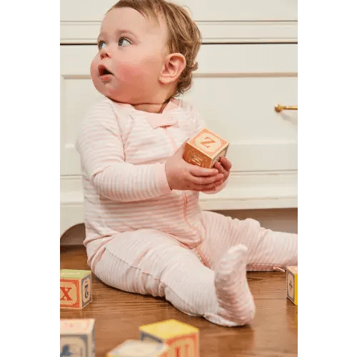 LAKE | Baby | Pima Cotton Pajamas | English Rose Stripe Baby Sleeper