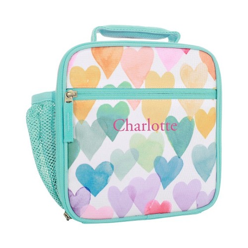 Mackenzie Aqua Rainbow Hearts Lunch Boxes