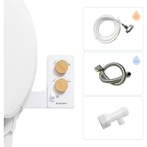 TUSHY 3.0 Spa Bidet Attachment. Cool to Warm Water. It's Time to Replace Toilet Paper, Fresh Water Spray (Requires Sink Access for Optional Temperature Control), Bamboo