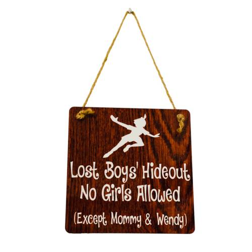 Adorable | Lost Boys' Hideout | Peter Pan | No Girls Allowed | Wooden Door Hanger | Little Boys Room | Nursery