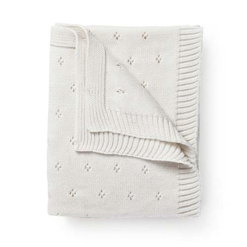 Organic Cotton Pointelle Baby Blanket - Ella Ivory