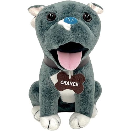 Limited Edition Stuffed Animal Toy, Pit Bull Dog Plush Doll, Based On Children's Book Chance The Blue-Nosed Reindeer