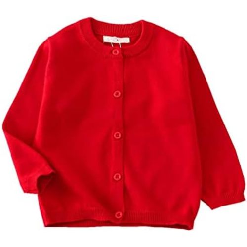 LNICEAR Toddler Boys Girls Crewneck Cardigan Sweaters Long Sleeve Kids Button Cotton School Uniform Knit Tops Outwear