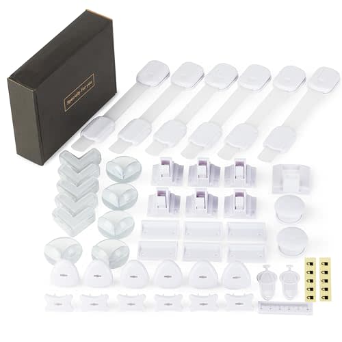 Baitiny Baby Proof Kit, 44 Packs Child Safety Essentials - Magnetic Cabinet Locks, Corner Guards, Outlet Covers - All-in-one Super Value Baby Proofing Kit