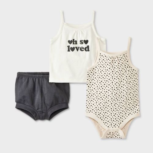 Baby Girls' Oh So Loved Top & Bottom Set - Cat & Jack™ Cream 0-3M
