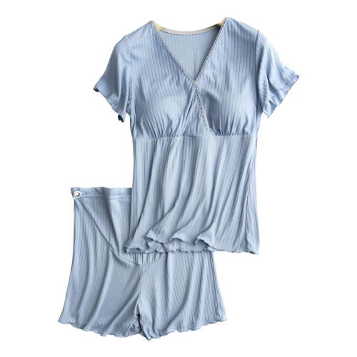 yievot Women's Maternity Nursing Pajama Set Breastfeeding Sleepwear Set Short Sleeve Top & Shorts Pregnancy PJS