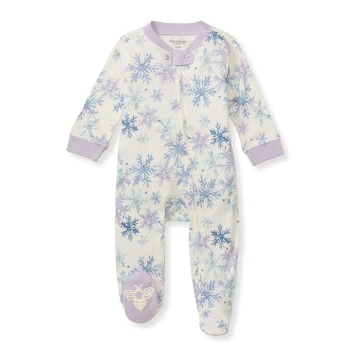 Burt's Bees Baby Baby Girls' 100% Organic Cotton Zip Front One-Piece Sleep & Play Loose Fit Pajamas