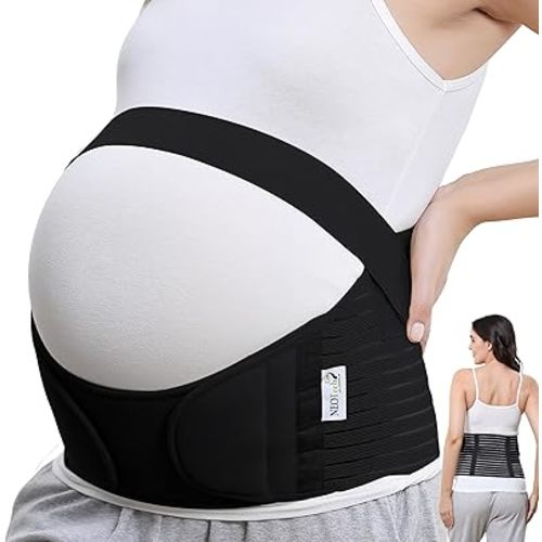 NeoTech Care Pregnancy Support Maternity Belt, Waist/Back/Abdomen Band, Belly Brace (Size M, Black Color)