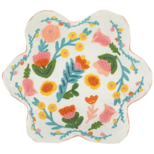 Embroidered Floral Flower Pillow