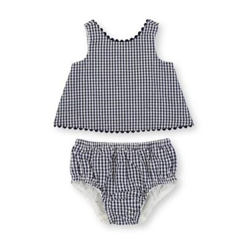 Hope & Henry Baby Tiered Flutter Dress Set (classic Blue Ticking Stripe, 3-6 Months)