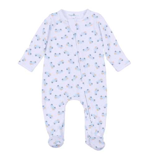 Pumpkin Patch Blue Zipper Footie