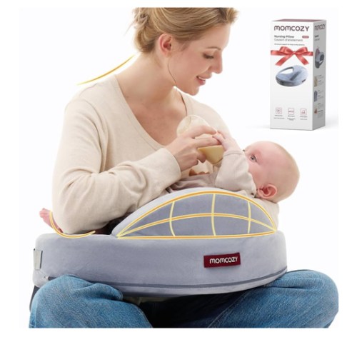 Momcozy Exclusive Memory Foam Nursing Pillow - Pioneering Safety Fence-Plus Size Breastfeeding Pillow for Ergonomic Comfort & Support-Easier and Healthier Nursing - Fit for All, Removable Cover