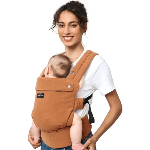 Momcozy Baby Carrier with Natural Cotton Linen, Built to Last, Ergonomic Design, 7-44lbs for Infant and Toddler, Lightweight and Comfortable, Hands-Free for Moms&Dads, Sepia