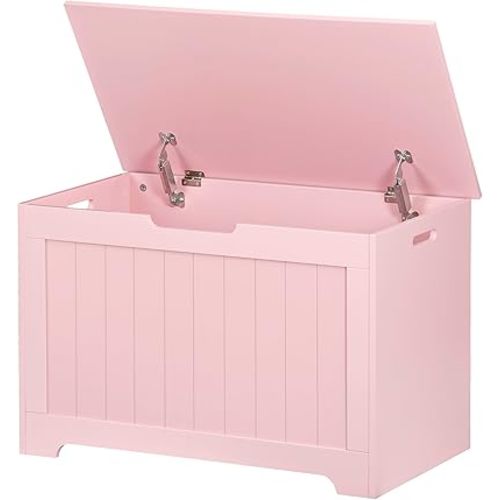 30 Inch Wooden Storage Chest, Storage Trunk w/2 Safety Hinges, Storage Bench, Modern Lift Top Chest Box Organizer, Pink (30 L x 15.7 W x19 H Inch)