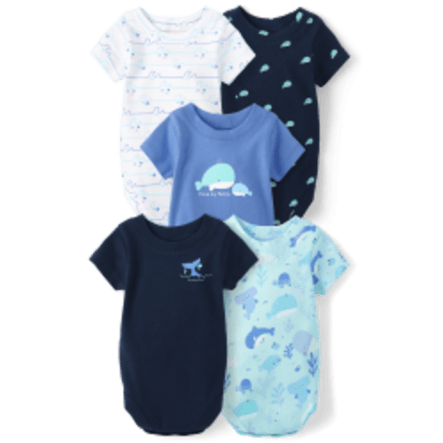 Baby Boys Whale Bodysuit 5-Pack - Tidal