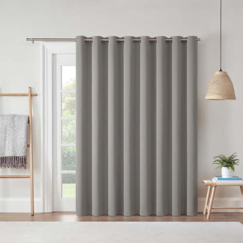 Eclipse Blackout Curtains, Darrell Thermaweave Grommet Extra Wide Curtains, Sliding Door Curtains 84 in x 100 in, Grey, Sold as a Single Curtain Panel