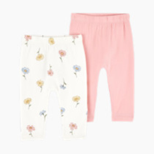 Carter's 2-Pack PurelySoft Pants - Pink/Ivory, 6M