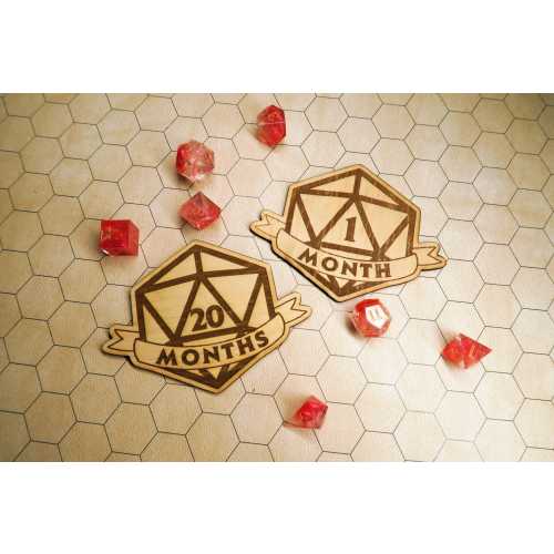 Dungeons and Dragons Baby Milestones Disks | Laser Cut | Dice | D20 | D&D | Birth Announcement | Cricut | PNG | SVG | Digital Download |