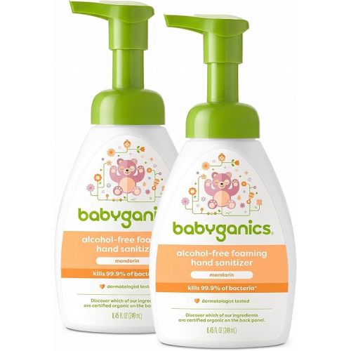 (Pack of 6) Babyganics Alcohol-Free Foaming Hand Sanitizer, Pump Bottle, Mandarin, 8.45 Fl Oz