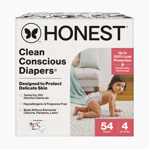 The Honest Company Clean Conscious Disposable Diapers - Space Travel + Big Trucks, Size 4, 54 Count