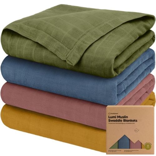 KeaBabies 4pk Muslin Swaddle Blankets for Baby Boys, Girls - Organic Baby Blankets, Nursing Swaddles for Newborns