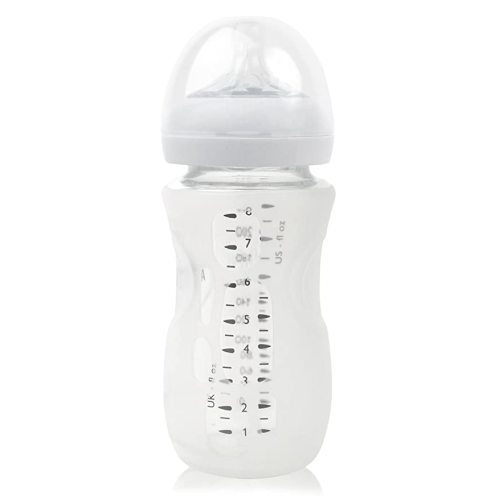 Olababy Silicone Sleeve for Avent Natural Glass Baby Bottles (8 oz, Translucent) - 8 Ounce